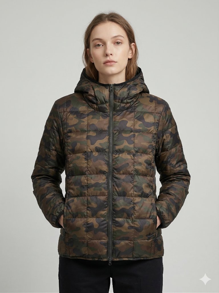Nwt Taion Unisex Basic Hooded Down Jacket - Regular Camo | 800-Fill | Size Small — image 2 of 8